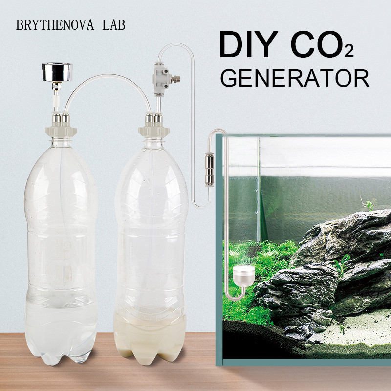 Planted Aquarium Supplies - ชุดอุปกรณ์สร้างก๊าซคาร์บอนไดออกไซด์สำหรับตู้ปลาแบบปลูกต้นไม้ พร้อมวาล์ว ขวด และสารเร่งปฏิกิริยาสำหรับตู้ปลาและพืชน้ำ