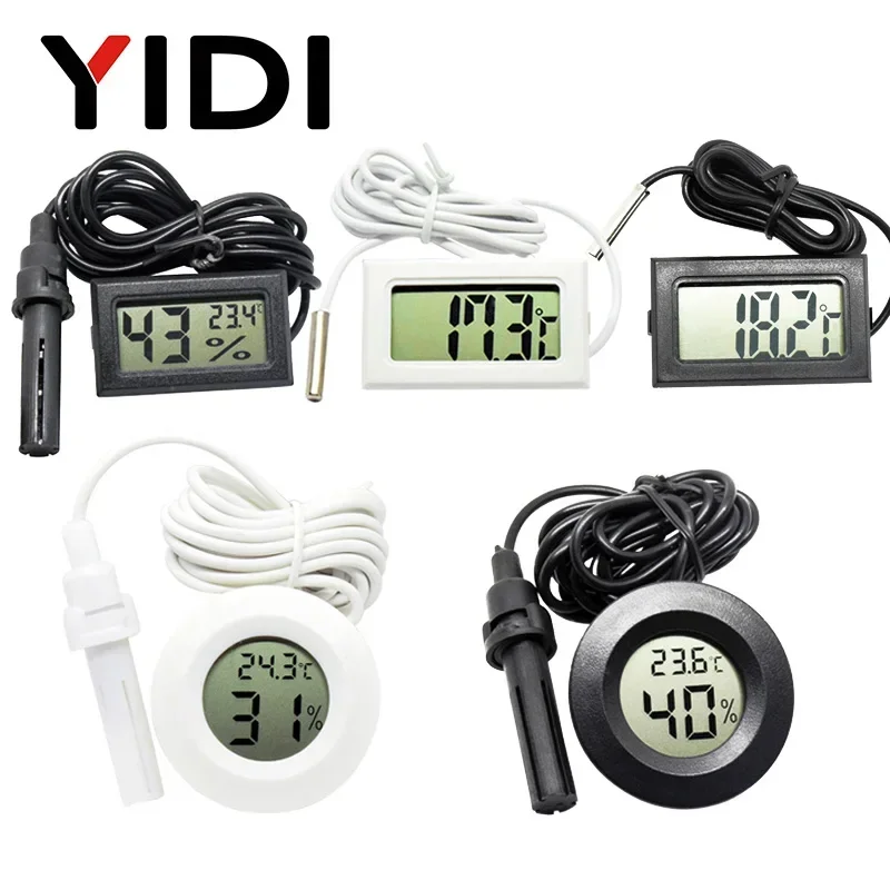 Planted Aquarium Temperature - Mini LCD ดิจิตอลเครื่องวัดอุณหภูมิเครื่องวัดความชื้นเครื่องวัด Probe Incubator Aquarium