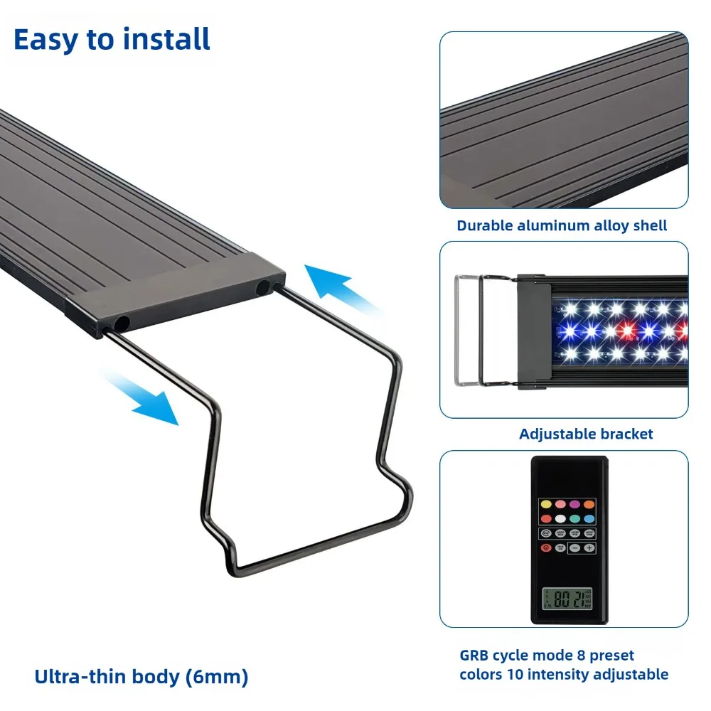 Planted Aquarium Algae Control - ไฟ LED สำหรับตู้ปลาแบบตั้งโปรแกรมได้, ไฟ LED สำหรับตู้ปลาพร้อมรีโมทคอนโทรล,