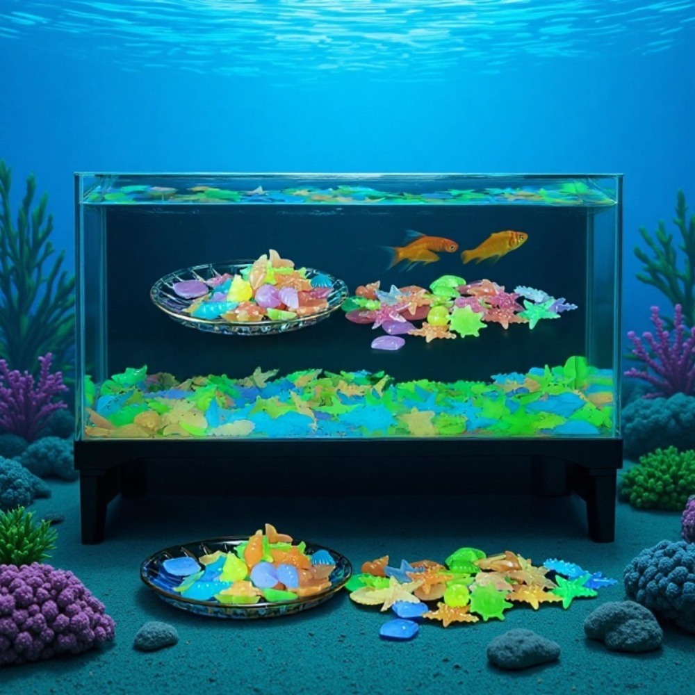 Planted Aquarium Supplies - หินเรืองแสงในทะเล เปลือกหอยเรืองแสง ปลาดาวหลากสีสัน สำหรับตกแต่งตู้ปลา ตกแต่งภูมิทัศน์ ให้แสงสว่างในตู้ปลา
