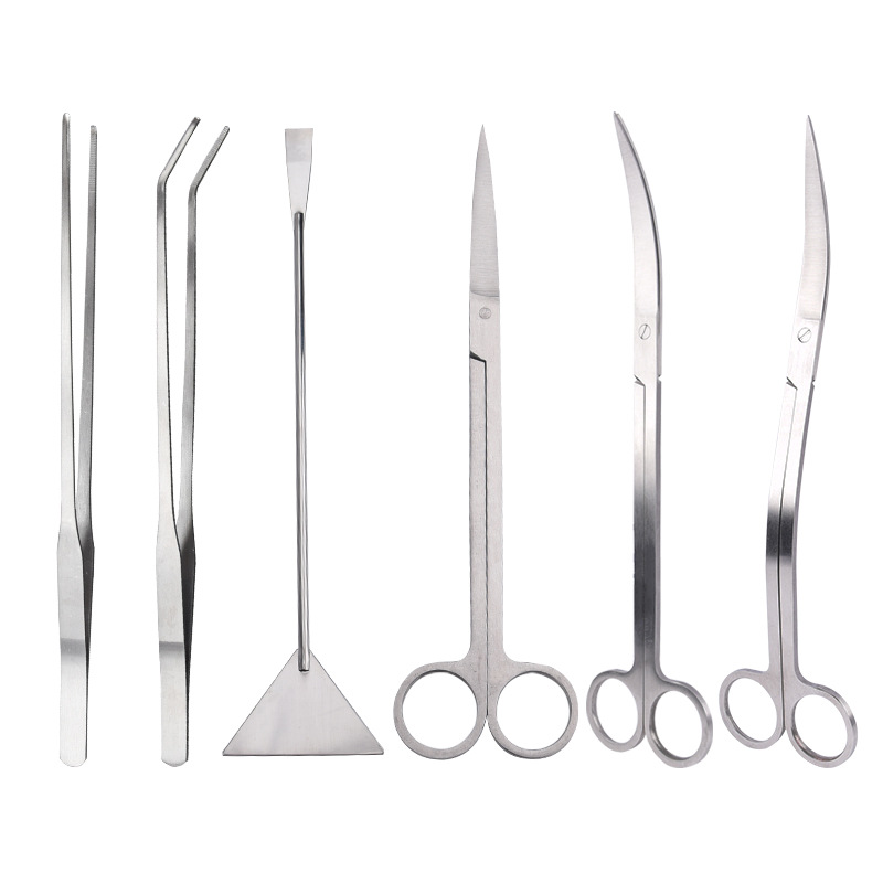 Planted Aquarium Tool Kit - อุปกรณ์ตู้ปลาสแตนเลสสตีล Aquarium เครื่องมือกรรไกรแหนบพืช Wave กรรไกรถังปลาพลั่วอุปกรณ์ทําความสะอาด