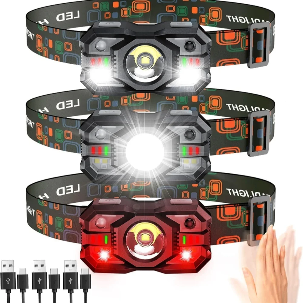 Ludwigia Super Red - ไฟหน้าแบบชาร์จไฟได้ Motion Sensor LED ไฟหน้าสีแดง Super