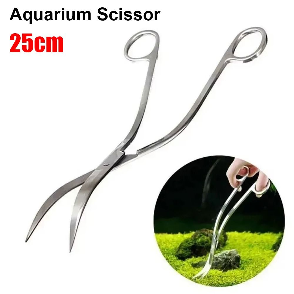 Aquarium Plant Grass - กรรไกรตัดหญ้าในตู้ปลา สแตนเลส 1 ชิ้น แบบตรงและโค้ง 25