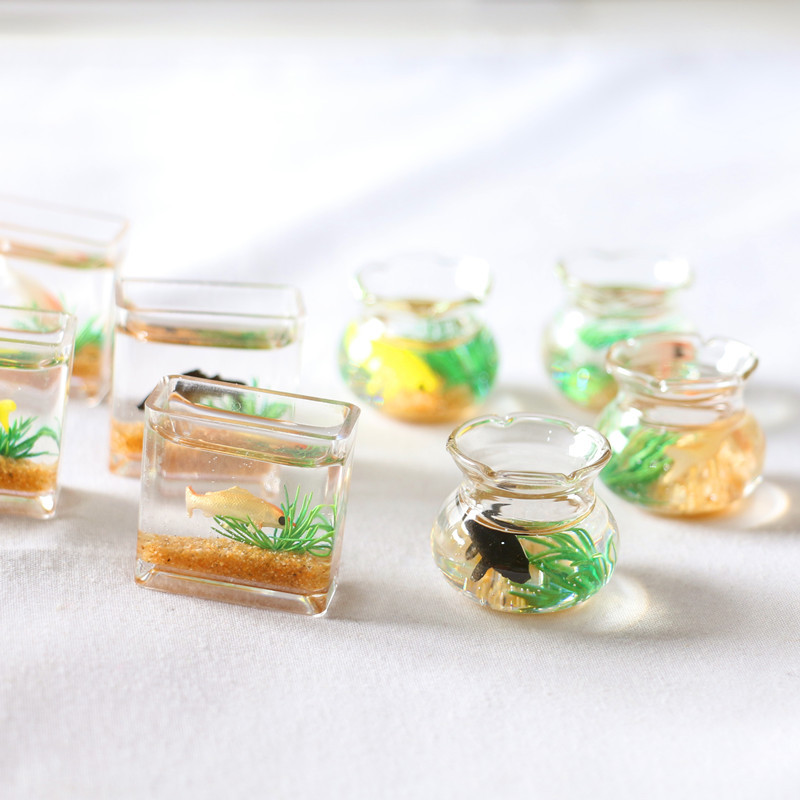 Planted Aquarium Models - บ้านตุ๊กตาขนาดเล็ก1ชิ้น1:12จำลองถังใส่ปลาแก้วสำหรับชามฉากตู้ปลาอุปกรณ์ประกอบฉากบ้านจิ๋วเครื่องประดับของเล่นตกแต่ง