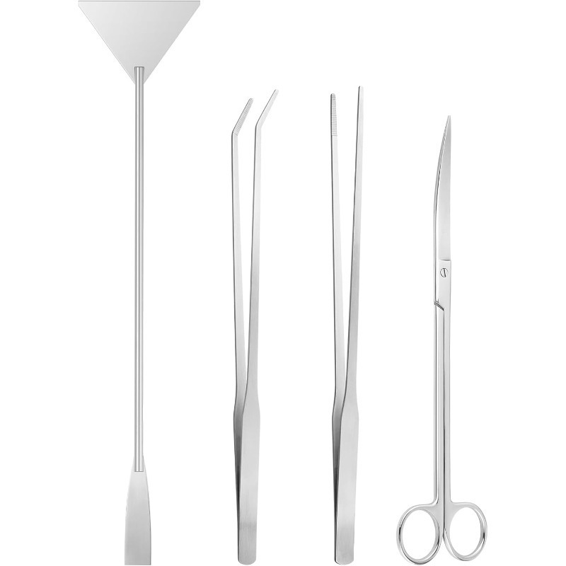 Planted Aquarium Tank Kit - ชุดอุปกรณ์ตู้ปลาและตู้เลี้ยงสัตว์รวมถึงแหนบยาวสำหรับเครื่องมือตู้เลี้ยงสัตว์, ที่ขูดตะไคร่น้ำสำหรับทำความสะอาดตู้ปลาและตัดแต่งพืช